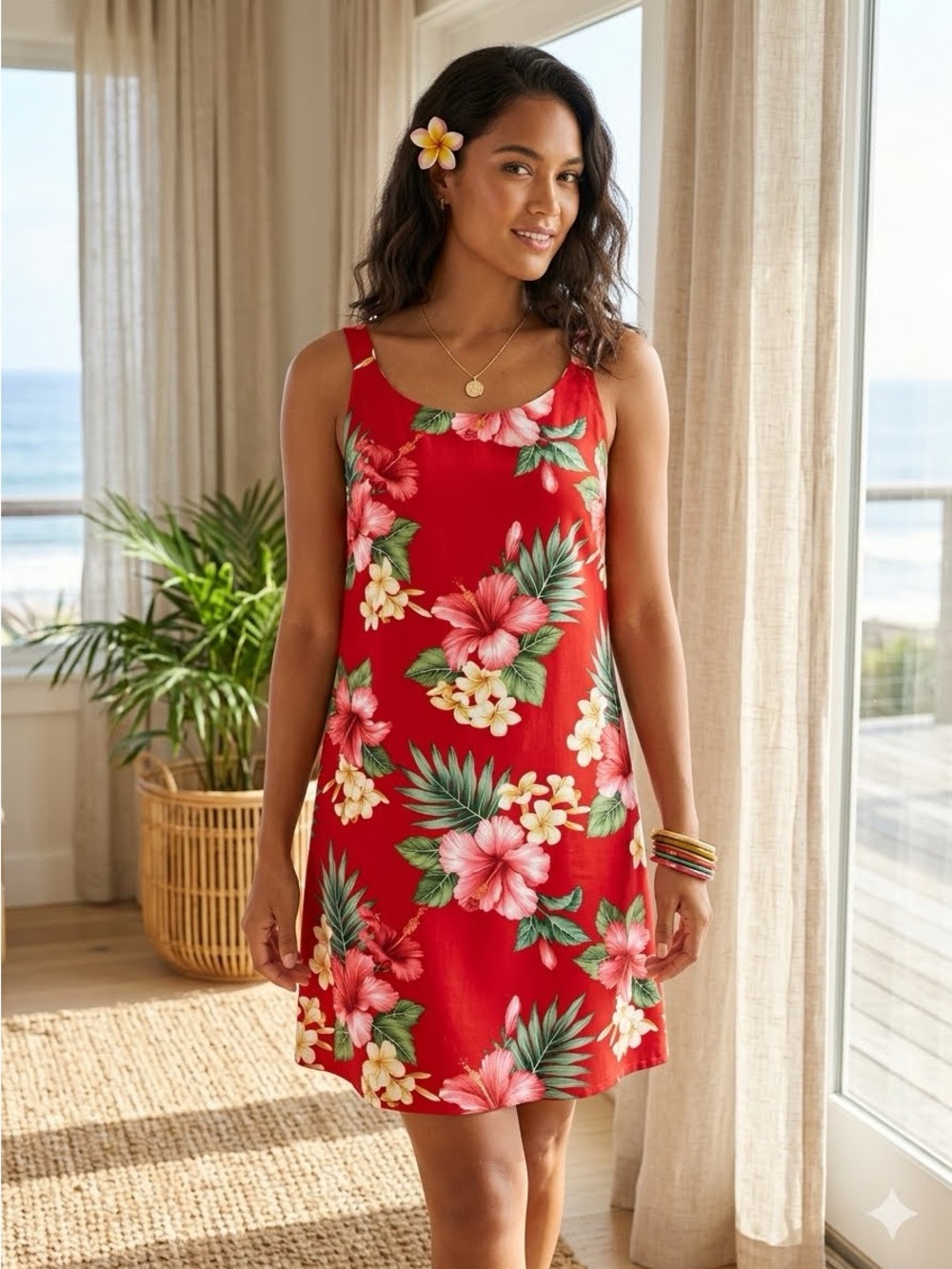 Vintage 90’s Resort Vacation Floral Slip Dress Coastal Tropical Hawaiian Mini S